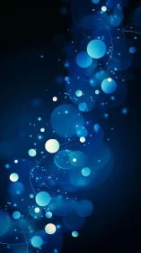 Midnight orbs drift upward in a spiral of soft electric light