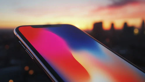 Smartphone Display Rendering Gradient Chromatic Composition Urban Dusk.
