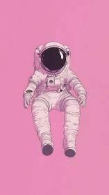 Softly drifting astronaut lounges in a weightless pink void
