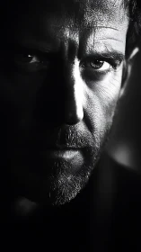 Half-lit resolve carves a weathered face from shadow