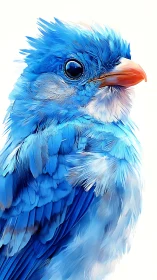Vivid blue songbird portrait with detailed digital plumage.