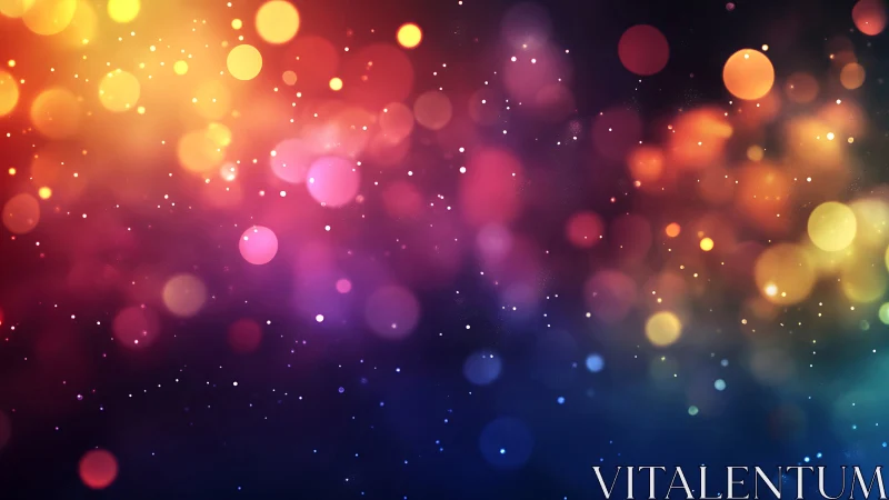 Defocused multicolor light bokeh on dark gradient background.