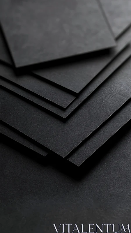 Stacked matte black sheets form layered geometric surface planes