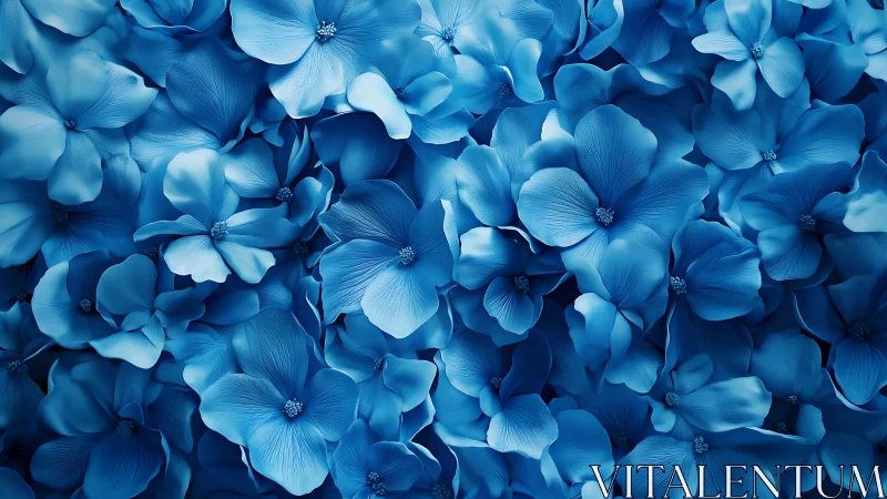 Layered blue blossoms create a tranquil abstract floral field