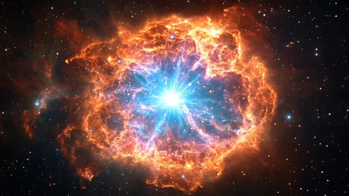 Stellar supernova bloom with radiant blue core explosion.