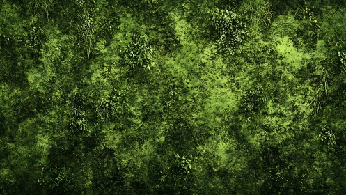 Dense Green Foliage Wall with Hanging Vines and Leaves