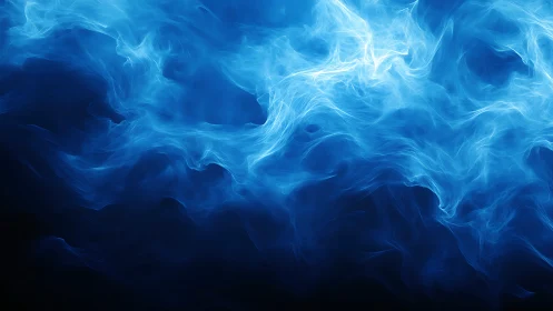 Electric blue wisps of abstract energy over dark void.