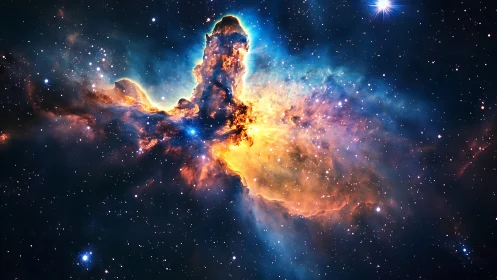 Color enhanced nebula and star field in deep space region.