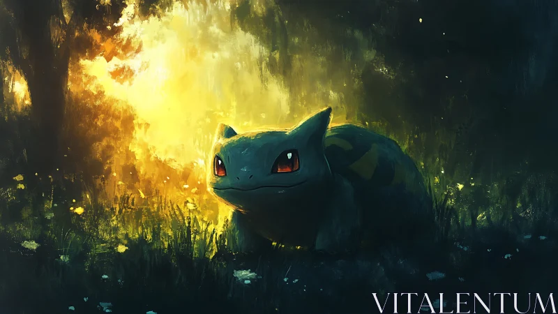 Nocturnal forest creature in backlit atmospheric glade study.