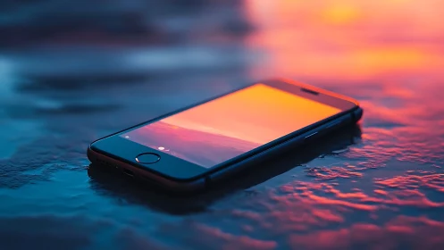 Phone's Sunset Glow: A Moment of Digital Warmth.