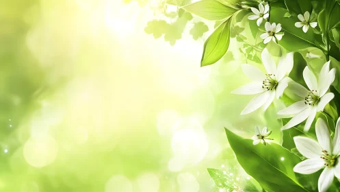 Spring's Gentle Wake: White Flowers in Sunlight.