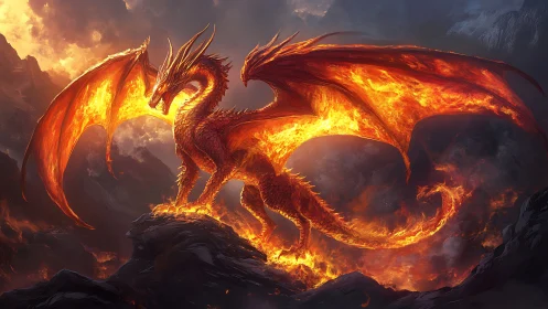 Infernal dragon rendered in high-detail cinematic fantasy lighting