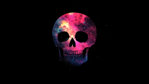 Nebula-filled human skull silhouette renders cosmic negative space