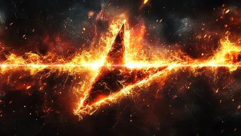 Fiery Cross Symbol Blazing in Intense Flames.