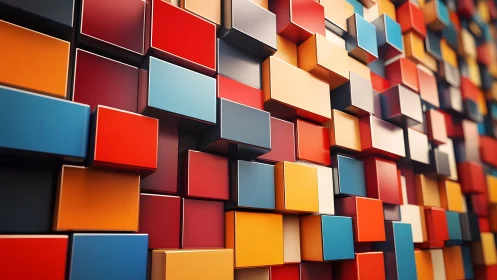 Colorful 3D cubes form dense staggered geometric surface