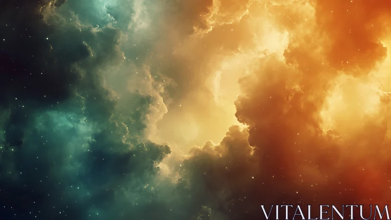 Colorful cosmic nebula clouds in deep outer space.