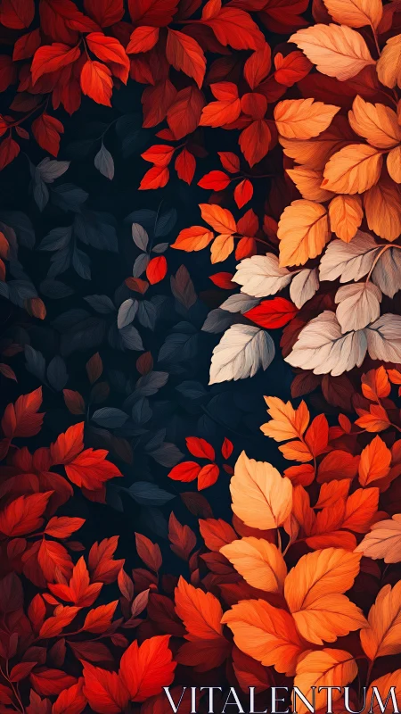 Digital illustration shows layered autumn foliage composition
