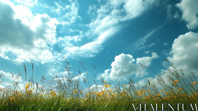 Gentle wildflower meadow breathes beneath a wide summer sky