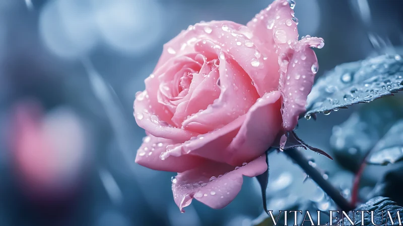 Pink Rose with Dewdrops: Macro Photography Study.