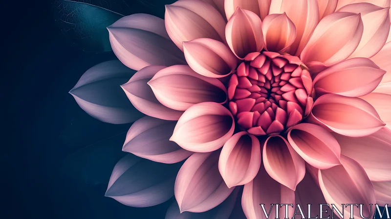 Pink Dahlia Flower on Teal Background.