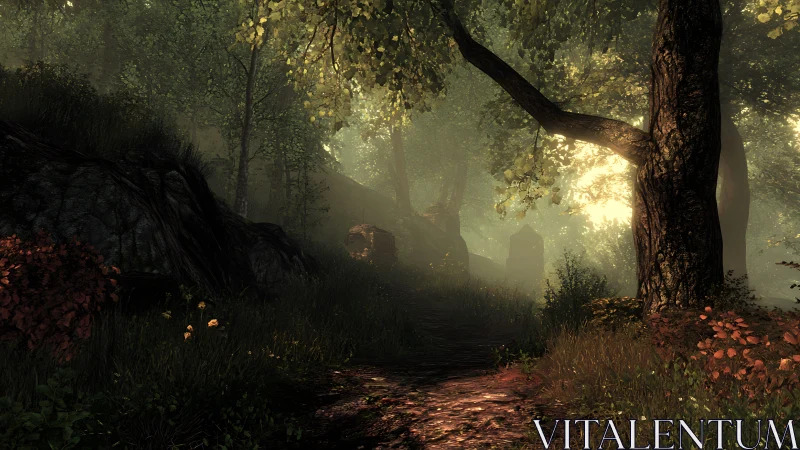 Volumetric Light Through Dense Forest Canopy with Atmospheric Fog Rendering