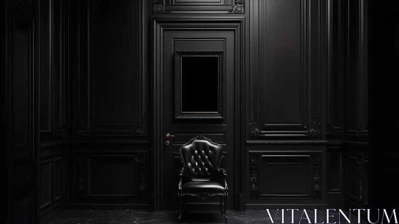 Midnight throne in a baroque black chamber of hush and gloss.