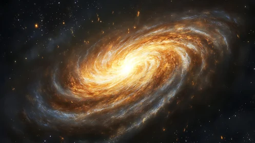 Spiral galaxy with bright yellow core and extended star arms