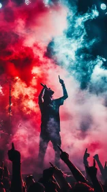 Electric concert moment captures a singer leading a fired-up crowd