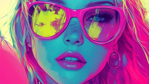 Neon daydream girl in bold pink and electric teal glow.