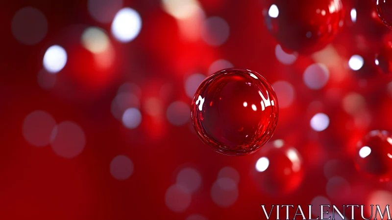 Shiny Red Spheres with Soft Bokeh Effect in Abstract Digital Art.