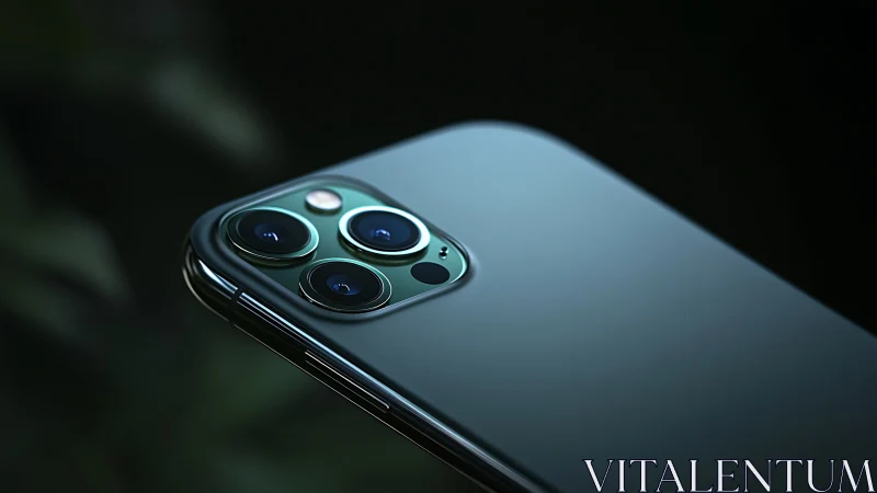 Midnight green camera jewel crowned on sleek glass phone.