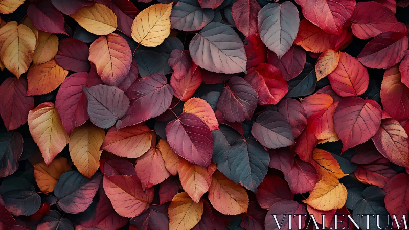 Crimson whispers of autumn leaves in a cozy forest quilt.