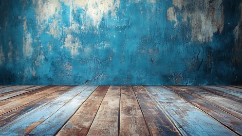 Weathered blue studio corner invites calm, creative moments