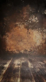 Weathered studio backdrop with rustic floorboards.