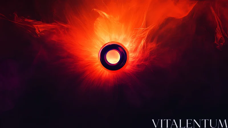 Radial plasma vortex encircling luminous central aperture.