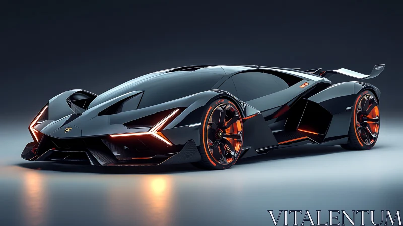 Midnight hypercar glows with bold orange futuristic energy