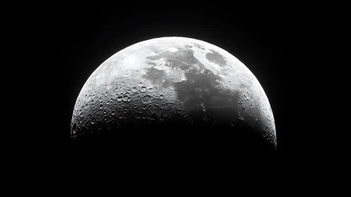 Moonlit craters rise like frozen waves in stark silence.