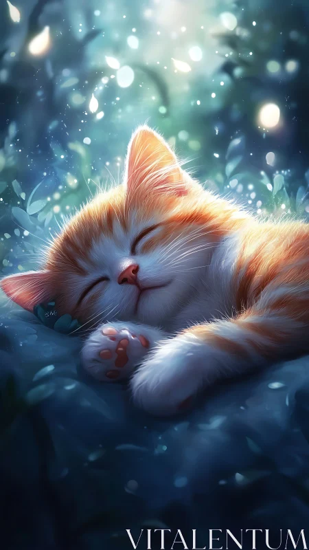 Somnolent Feline Rendered Through Luminescent Bokeh Atmospheric.