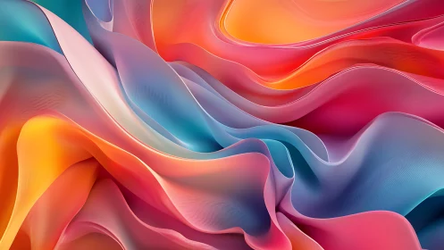 Chromatic fluid drapery waves in layered digital gradients.