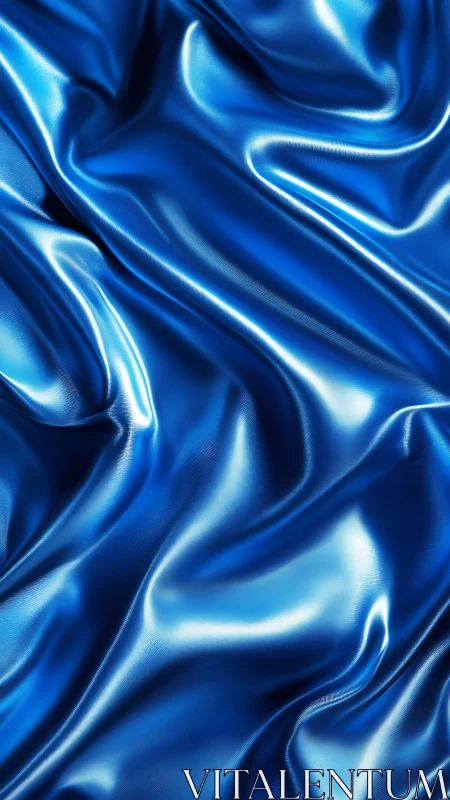 Iridescent cobalt satin folds form fluid abstract surface