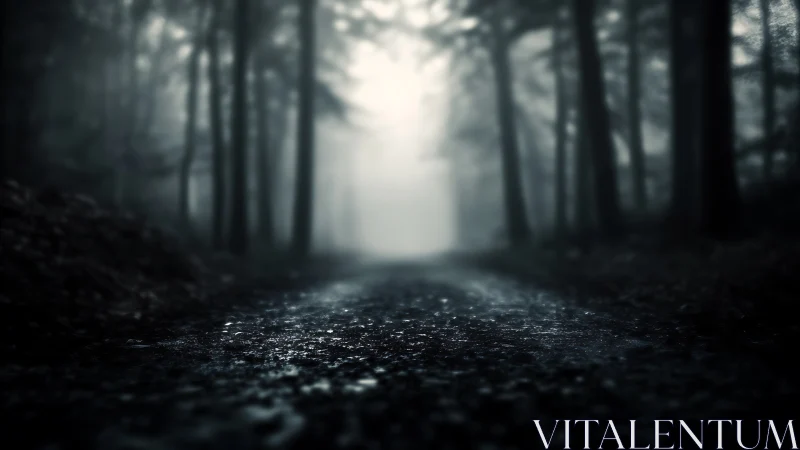 Ethereal Passage Through Mist-Draped Woods