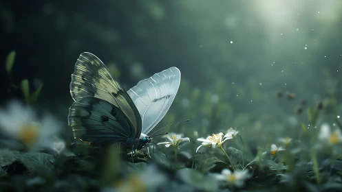 Macro butterfly study with shallow depth of field and backlit bloom