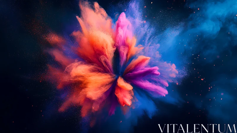 Colorful cosmic burst blooms in a vibrant powder explosion