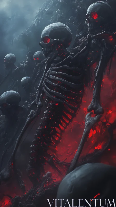 Emberlit Skeleton Legion Rising Through Crimson Mist.