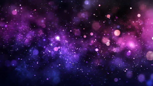 Nebula dust field glows with violet and magenta bokeh light