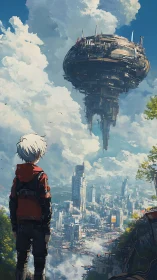 Solitary observer studies hovering orbital megastructure