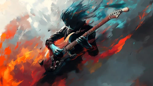 Guitar storms through fire and ice in a painted soundscape