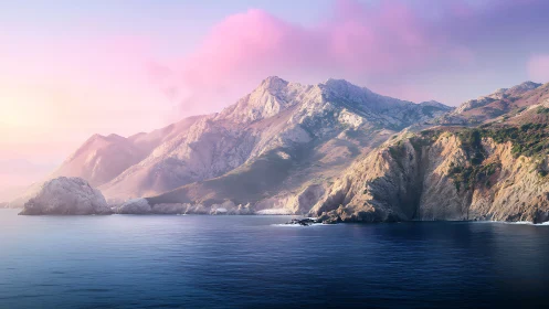 Lavender dawn leans softly across rugged coastal cliffs