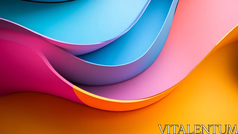 Layered curved color bands form overlapping wave structures