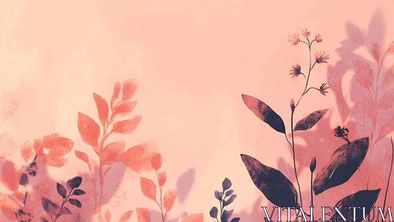 Soft coral silhouettes whisper upward through rosy dusk